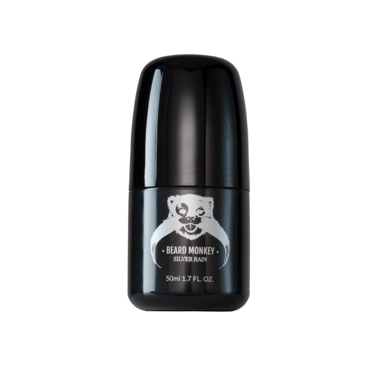 Beard Monkey Antiperspirant Silver Rain i svart roll-on-förpackning med silvriga detaljer.